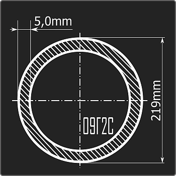 Труба электросварная 219*5,0 09Г2С Феррум 12м Стык ГОСТ 10705-80