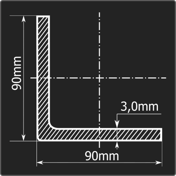 Угол холоднокатаный 90*90*3,0 ст.3пс Феррум 6м ГОСТ 19771-93