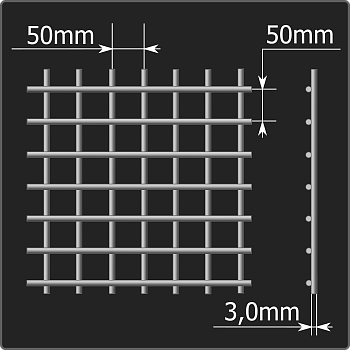 Сетка кладочная 50*50*3,0 (0,38*1,5) ТУ 25.93.13-001-03876796-2019