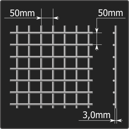 Сетка кладочная 50*50*3,0 (1,0*2,0) ТУ 25.93.13-001-03876796-2019