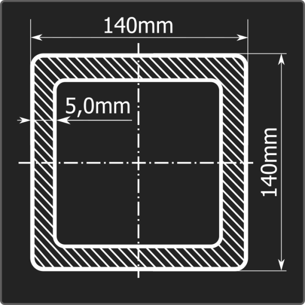 Труба проф. 140*140*5,0 ст.3сп Феррум 12м ГОСТ 30245-2003