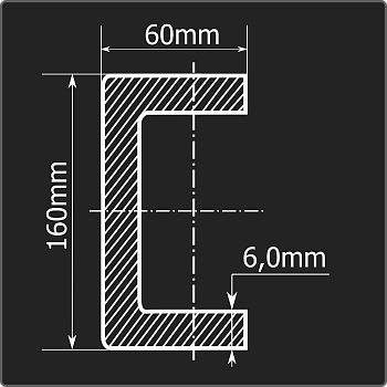Швеллер холоднокатаный 160*60*6,0 ст.3пс Феррум 6м ГОСТ 8278-83