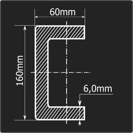 Швеллер холоднокатаный 160*60*6,0 ст.3пс Феррум 6м ГОСТ 8278-83