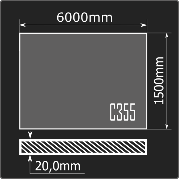 Лист горячекатаный 20*1500*6000 С355 ГОСТ 27772-2021