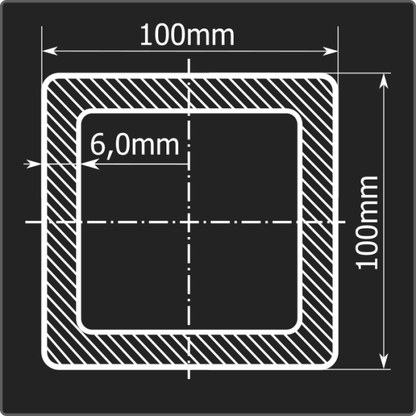 Труба проф. 100*100*6,0 ст.3сп Феррум 12м ГОСТ 13663-86 Труба проф. 100*100*6,0 ст.3сп Феррум 12м ГОСТ 13663-86
