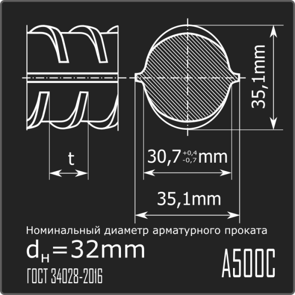 Арматура 32,0 А500С ГОСТ 34028-2016 11,7м