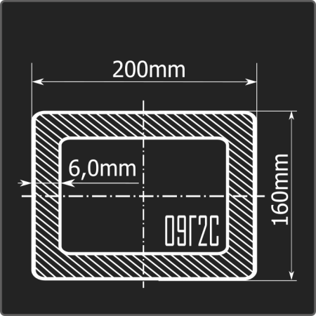 Труба проф. 200*160*6,0 09Г2С 12м ГОСТ 30245-2003