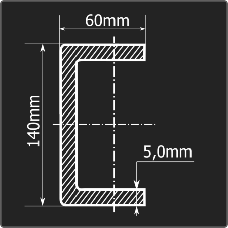 Швеллер холоднокатаный 140*60*5,0 ст.3пс Феррум 12м ГОСТ 8278-83