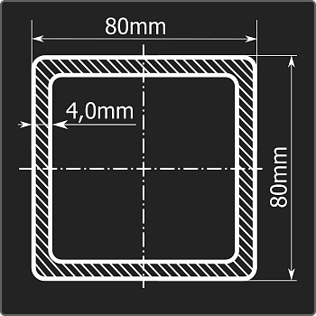 Труба проф. 80*80*4,0 ст.3сп Феррум 12м ГОСТ 13663-86