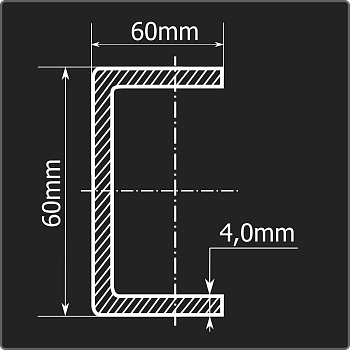 Швеллер холоднокатаный 60*60*4,0 ст.3пс Феррум 12м ГОСТ 8278-83