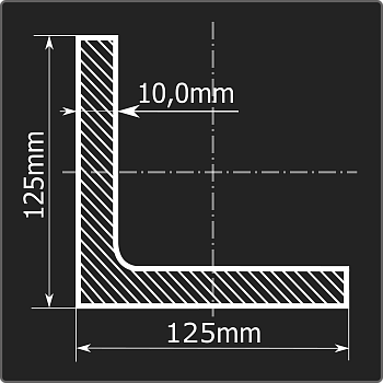 Угол 125*125*10 ст.3сп 12м ГОСТ 535-2005/ГОСТ 8509-93