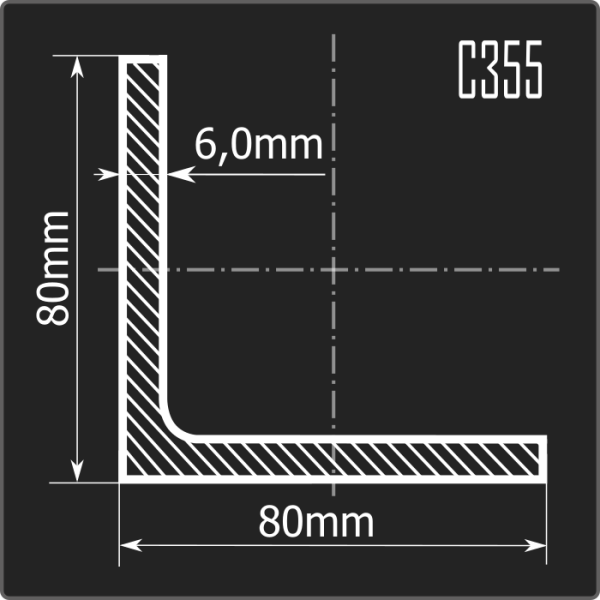 Угол 80*80*6,0 С355 12м ГОСТ 27772-2021/ГОСТ 8509-93