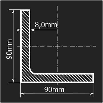 Угол 90*90*8,0 ст.3сп 12м ГОСТ 535-2005/ГОСТ 8509-93