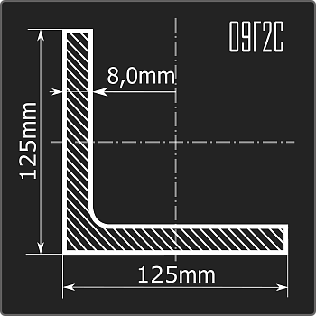 Угол 125*125*8,0 09Г2С 12м ГОСТ 19281-2014/ГОСТ 8509-93
