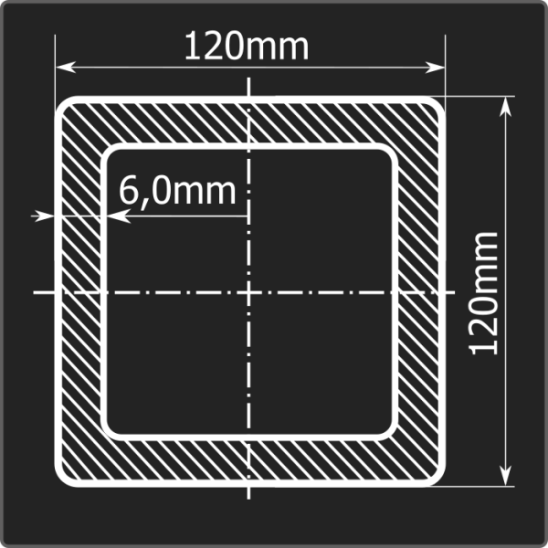 Труба проф. 120*120*6,0 ст.3сп Феррум 12м ГОСТ 30245-2003 Труба проф. 120*120*6,0 ст.3сп Феррум 12м ГОСТ 30245-2003