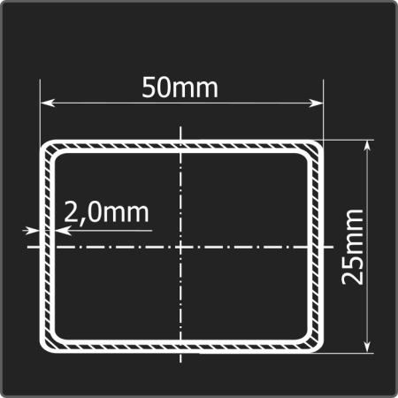 Труба проф. 50*25*2,0 ст.3сп Феррум 6м ТУ