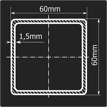 Труба проф. 60*60*1,5 ст.08пс Феррум 6м ГОСТ 13663-86