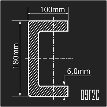 Швеллер холоднокатаный 180*100*6,0 09Г2С Феррум 12м ГОСТ 19281-2014