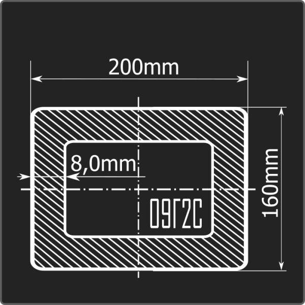 Труба проф. 200*160*8,0 09Г2С Феррум 12м ГОСТ 30245-2003