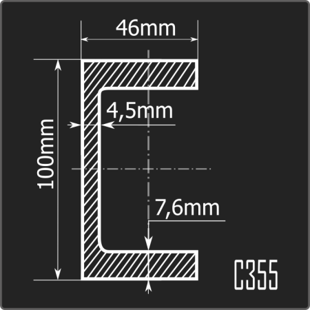 Швеллер 10П С355 12м ГОСТ 27772-2021/ГОСТ 8240-97