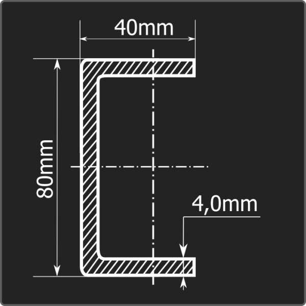 Швеллер холоднокатаный 80*40*4,0 ст.3пс Феррум 12м ГОСТ 8278-83