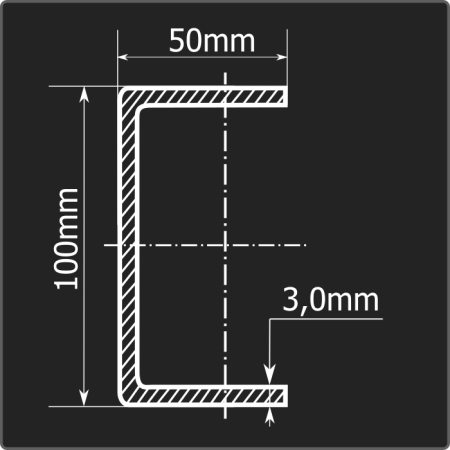Швеллер холоднокатаный 100*50*3,0 ст.3пс Феррум 6м ГОСТ 8278-83