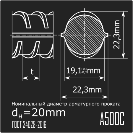Арматура 20,0 А500С ГОСТ 34028-2016 12м