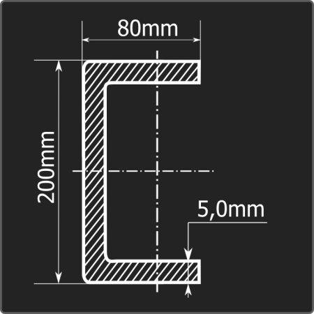 Швеллер холоднокатаный 200*80*5,0 ст.3пс Феррум 12м ГОСТ 8278-83