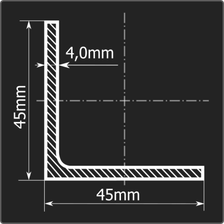 Угол 45*45*4,0 ст.3сп 12м ГОСТ 535-2005/ГОСТ 8509-93